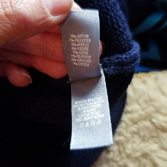 Aerie Navy Blue Off Shoulder Varsity Sweater - Picture 6 of 6